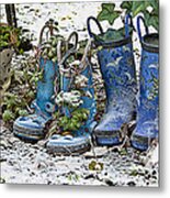 Snowy Cold Rubber Boots Metal Print