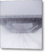 Snowy Overpass In Rural Landscape Metal Print