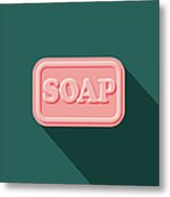 Soap Flat Design Cleaning Icon With Metal Print