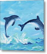 Soaring Dolphins Ii Metal Print