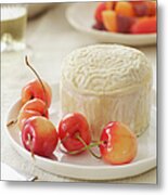 Soft Cheese And Cherries Metal Print