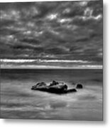 Solitary Rock - Black And White Metal Print
