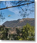 Space Shuttle Endeavour Over Hollywood Sign Metal Print