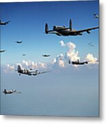 Spitfires Escorting Lancasters Metal Print