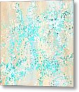 Splashes Of Teal- Teal And Cream Wall Art Metal Print