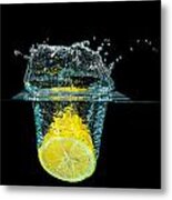 Splashing Lemon Metal Print