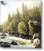 Spring Creek And Rocks In Yosemite Park Metal Print