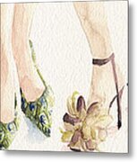 Spring Shoes Watercolor Fashion Illustration Art Print Metal Print