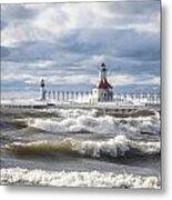 St Joseph Lighthouse On Windy Day Metal Print