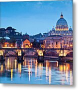 St Peters Basilica And Pont Santangelo Metal Print