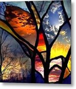 Stained Glass Flower Metal Print