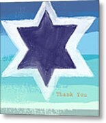 Star Of David In Blue - Thank You Card Metal Print