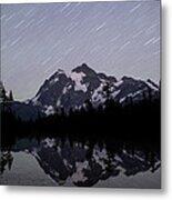 Star Trails Over Picture Lake Metal Print