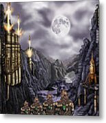 Steampunk Moon Invasion Metal Print