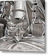 Still Life With Kettle And Wine Bottle Metal Print