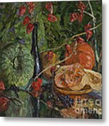 Still Life With Pumpkins And Winter Cherry Metal Print