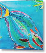 Stoplight Parrot Fish Metal Print