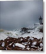 Storm Off Eastern Point Lighthouse Metal Print