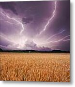 Storm Over Wheat Metal Print