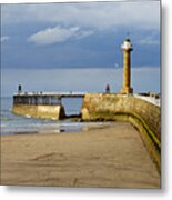 Storm Over Whitby Pier Metal Print