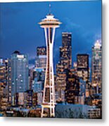 Stormy Sky, Space Needle, Seattle, Washington, America Metal Print