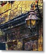 Street Lamp And Wall Texture Arles France Number Eight Metal Print