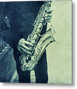 Street Saxophonist Detail Metal Print