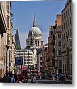 Street View Of St Paul's Cathedral Metal Print