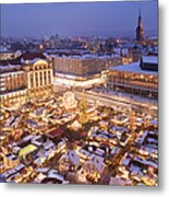 Striezelmarkt, Christmas Market In Metal Print