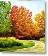 Stroll Into Autumn Metal Print