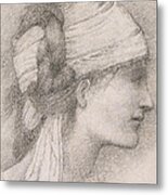 Study Of A Female Head To The Right Metal Print