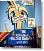 Sugar And Spice Frozen Banana Sign On Balboa Island Metal Print