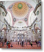 Suleymaniye Mosque Interior In Istanbul Metal Print
