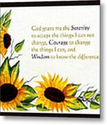 Sunflowers And Serenity Prayer Metal Print