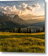 Sunset At A Mountain Pasture Over Garmisch-partenkirchen Metal Print