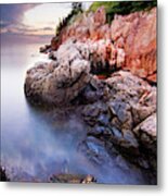 Sunset At Bass Harbor Lighthouse Metal Print