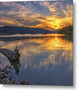 Sunset At Cook's Landing - Arkansas River Metal Print