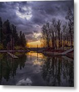 Sunset At Rooster Rock Metal Print