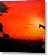 Sunset At Serengeti Metal Print