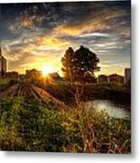 Sunset At The Imperial Sugar Factory Early Stage Panoramic Metal Print