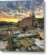 Sunset At The Ruins Metal Print