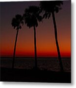 Sunset Beach Silhouette Metal Print