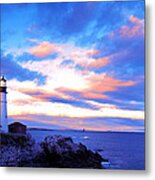 Sunset In Fork Williams Lighthouse Park Portland Maine State Metal Print