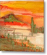 Sunset In Saguaro Desert Metal Print