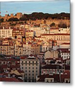 Sunset In The City Of Lisbon Metal Print