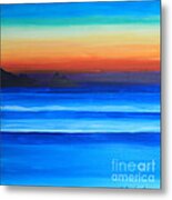 Sunset Island To Right At Sea Metal Print
