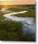 Sunset On Okavango Delta, Chobe Metal Print