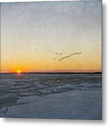 Sunset On The Frozen Bay Metal Print