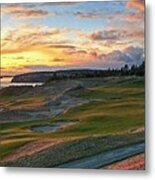 Sunset On The Links - Chambers Bay Golf Course Metal Print