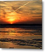Sunset Over A Frozen Chesapeake Bay Metal Print